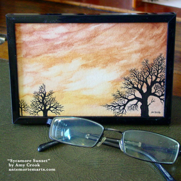 Sycamore Sunset, framed art by Amy Crook