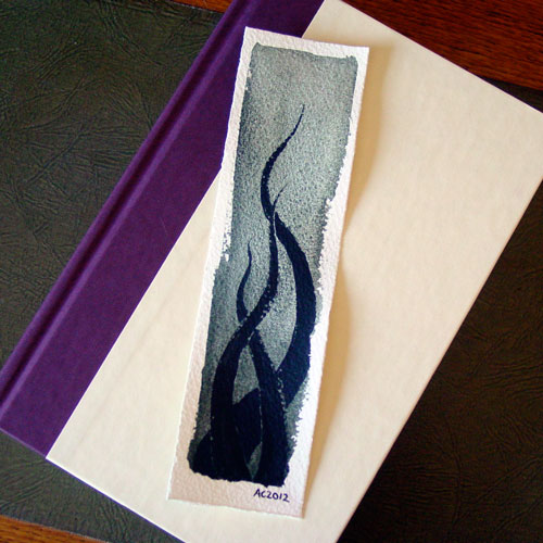 Tentacle Bookmark 2, with book, by Amy Crook