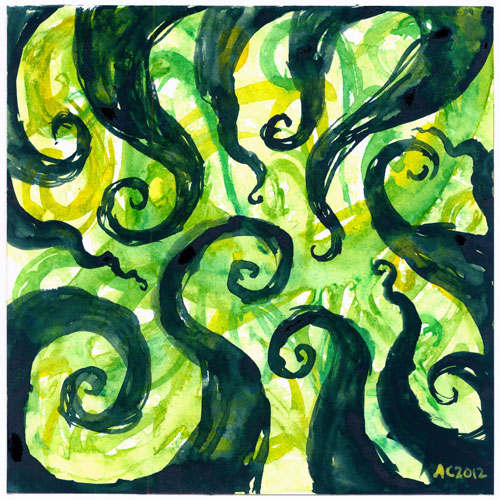 Tentacle Spiral 2 watercolor by Amy Crook