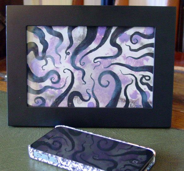 Tentacle Spiral 5, framed art by Amy Crook