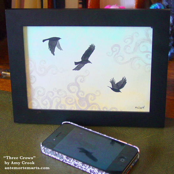 Three Crows, framed art by Amy Crook