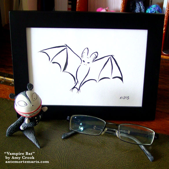 Vampire Bat, framed art by Amy Crook
