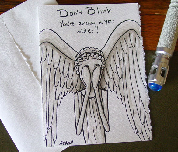 Don't Blink, Weeping Angel parody birthday card by Amy Crook on Etsy