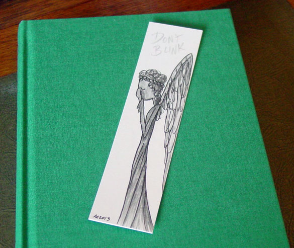 Weeping Angel Bookmark, with book, by Amy Crook