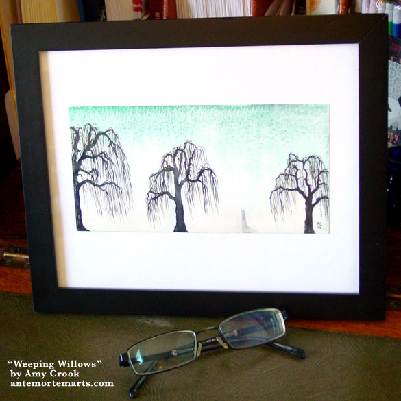 Weeping Willows, framed art by Amy Crook
