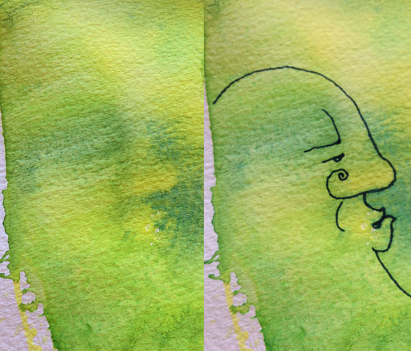 yellow-green work in progress by Amy Crook, detail 1