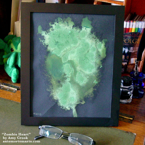 Zombie Heart, framed art by Amy Crook